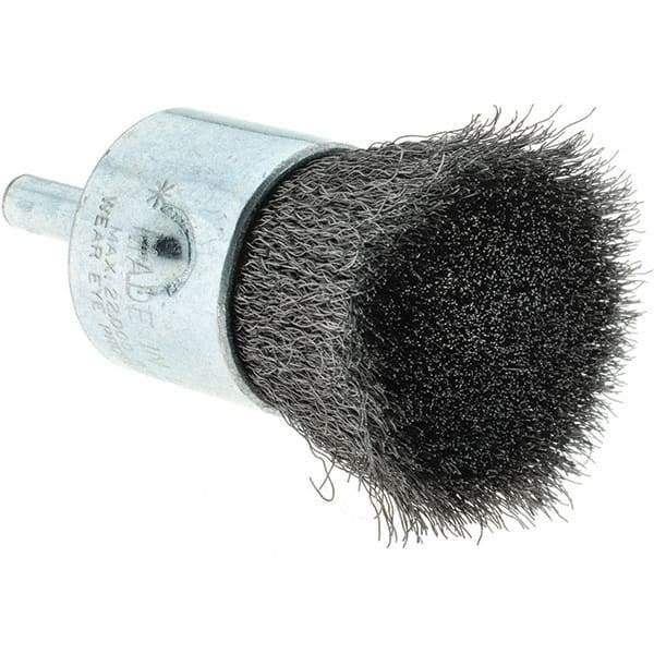 Tru-Maxx - 1" Brush Diam, Crimped, Flared End Brush - 1/4" Diam Steel Shank, 22,000 Max RPM - Exact Tool & Supply