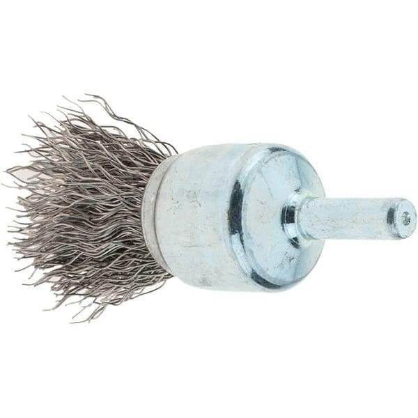 Tru-Maxx - 3/4" Brush Diam, Crimped, Flared End Brush - 1/4" Diam Steel Shank, 22,000 Max RPM - Exact Tool & Supply