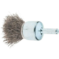 Tru-Maxx - 3/4" Brush Diam, Crimped, Flared End Brush - 1/4" Diam Steel Shank, 22,000 Max RPM - Exact Tool & Supply
