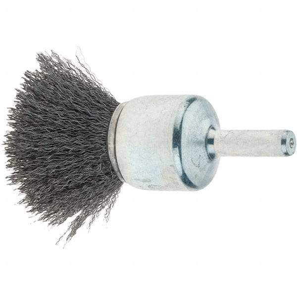 Tru-Maxx - 3/4" Brush Diam, Crimped, Flared End Brush - 1/4" Diam Steel Shank, 22,000 Max RPM - Exact Tool & Supply