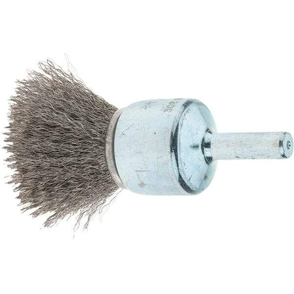 Tru-Maxx - 3/4" Brush Diam, Crimped, Flared End Brush - 1/4" Diam Steel Shank, 22,000 Max RPM - Exact Tool & Supply