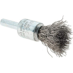 Tru-Maxx - 1/2" Brush Diam, Crimped, Flared End Brush - 1/4" Diam Steel Shank, 25,000 Max RPM - Exact Tool & Supply