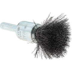 Tru-Maxx - 1/2" Brush Diam, Crimped, Flared End Brush - 1/4" Diam Steel Shank, 25,000 Max RPM - Exact Tool & Supply