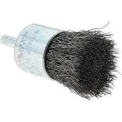 Tru-Maxx - 1" Brush Diam, Crimped, Flared End Brush - 1/4" Diam Steel Shank, 22,000 Max RPM - Exact Tool & Supply