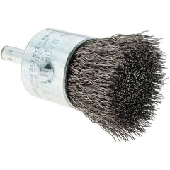 Tru-Maxx - 1" Brush Diam, Crimped, Flared End Brush - 1/4" Diam Steel Shank, 22,000 Max RPM - Exact Tool & Supply