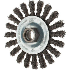 Tru-Maxx - 4" OD, 5/8-11 Arbor Hole, Knotted Steel Wheel Brush - 1/4" Face Width, 7/8" Trim Length, 0.02" Filament Diam, 20,000 RPM - Exact Tool & Supply