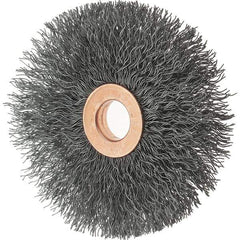 Tru-Maxx - 3" OD, 1/2" Arbor Hole, Crimped Steel Wheel Brush - 5/8" Face Width, 1" Trim Length, 0.0118" Filament Diam, 20,000 RPM - Exact Tool & Supply