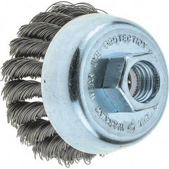 Tru-Maxx - 2-3/4" Diam, 5/8-11 Threaded Arbor, Steel Fill Cup Brush - 0.014 Wire Diam, 1" Trim Length, 14,000 Max RPM - Exact Tool & Supply