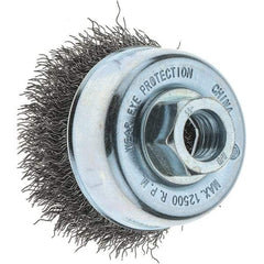 Tru-Maxx - 3" Diam, 5/8-11 Threaded Arbor, Steel Fill Cup Brush - 0.014 Wire Diam, 1" Trim Length, 14,000 Max RPM - Exact Tool & Supply