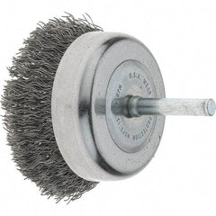 Tru-Maxx - 2-3/4" Diam, 1/4" Shank Diam, Steel Fill Cup Brush - 0.0118 Wire Diam, 7/8" Trim Length, 6,000 Max RPM - Exact Tool & Supply