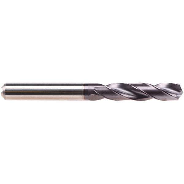 Emuge - 14.8mm 140° Spiral Flute Solid Carbide Screw Machine Drill Bit - TiAlN Finish, Right Hand Cut, 65mm Flute Length, 115mm OAL, Four Facet Point, Straight Shank, Through Coolant - Exact Tool & Supply