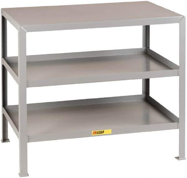 Little Giant - 48 Wide x 24" Deep x 32-1/2" High, 12 Gauge Steel Heavy-Duty Machine Table - Fixed Legs, Gray - Exact Tool & Supply