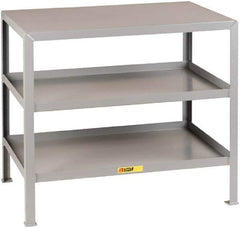 Little Giant - 48 Wide x 24" Deep x 32-1/2" High, 12 Gauge Steel Heavy-Duty Machine Table - Fixed Legs, Gray - Exact Tool & Supply