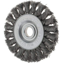 Tru-Maxx - 3" OD, 1/2" Arbor Hole, Knotted Steel Wheel Brush - 3/8" Face Width, 3/8" Trim Length, 0.0118" Filament Diam, 25,000 RPM - Exact Tool & Supply