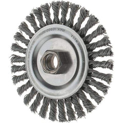 Tru-Maxx - 4-1/2" OD, 5/8-11 Arbor Hole, Stringer Bead Steel Wheel Brush - 3/16" Face Width, 13/16" Trim Length, 0.02" Filament Diam, 12,500 RPM - Exact Tool & Supply