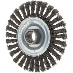 Tru-Maxx - 4" OD, 5/8-11 Arbor Hole, Stringer Bead Steel Wheel Brush - 1/4" Face Width, 7/8" Trim Length, 0.02" Filament Diam, 20,000 RPM - Exact Tool & Supply