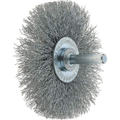 Tru-Maxx - 3" OD, 1/4" Shank Diam, Crimped Steel Wheel Brush - 1/2" Face Width, 13/16" Trim Length, 0.014" Filament Diam, 20,000 RPM - Exact Tool & Supply
