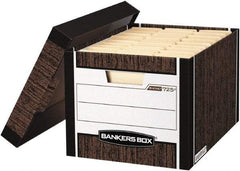 BANKERS BOX - 1 Compartment, 12-3/4" Wide x 10-3/8" High x 16-1/2" Deep, Storage Box - Corrugated Cardboard, Wood Grain (Color) - Exact Tool & Supply