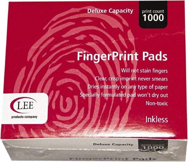 LEE - 3-3/4" Wide x 2" High x 2" Deep, Inked Fingerprint Pad - Plastic, Black - Exact Tool & Supply
