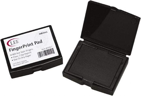 LEE - 2" Wide x 1/2" High x 1/2" Deep, Inked Fingerprint Pad - Plastic, Black - Exact Tool & Supply