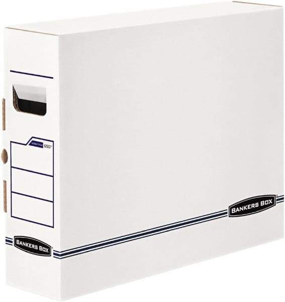 BANKERS BOX - 1 Compartment, 5" Wide x 14-7/8" High x 18-3/4" Deep, Storage Box - Plastic, White/Blue - Exact Tool & Supply