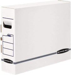 BANKERS BOX - 1 Compartment, 5" Wide x 14-7/8" High x 18-3/4" Deep, Storage Box - Plastic, White/Blue - Exact Tool & Supply