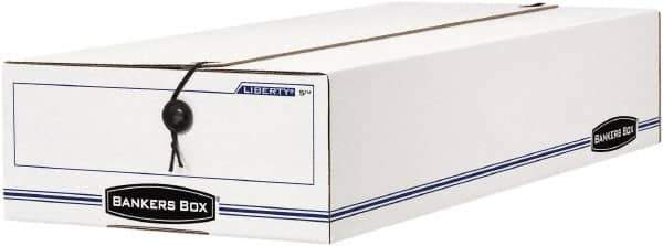 BANKERS BOX - 1 Compartment, 9-1/4" Wide x 4-1/4" High x 23-3/4" Deep, Storage Box - Corrugated Cardboard, White/Blue - Exact Tool & Supply