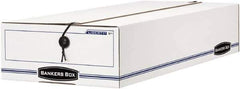 BANKERS BOX - 1 Compartment, 9-1/4" Wide x 4-1/4" High x 23-3/4" Deep, Storage Box - Corrugated Cardboard, White/Blue - Exact Tool & Supply