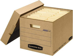 BANKERS BOX - 1 Compartment, 13" Wide x 12" High x 16-1/4" Deep, Storage Box - Corrugated Fiberboard, Kraft (Color) - Exact Tool & Supply