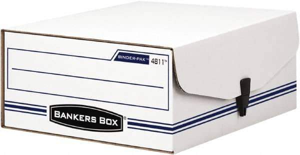BANKERS BOX - 1 Compartment, 9-1/8" Wide x 4-3/8" High x 11-3/8" Deep, Storage Box - Corrugated Fiberboard, White/Blue - Exact Tool & Supply