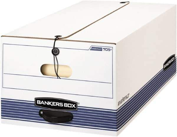 BANKERS BOX - 1 Compartment, 15-1/4" Wide x 10-3/4" High x 19-3/4" Deep, Storage Box - Corrugated Cardboard, White/Blue - Exact Tool & Supply