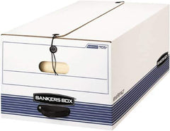 BANKERS BOX - 1 Compartment, 15-1/4" Wide x 10-3/4" High x 19-3/4" Deep, Storage Box - Corrugated Cardboard, White/Blue - Exact Tool & Supply