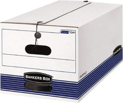 BANKERS BOX - 1 Compartment, 12-1/4" Wide x 10-3/4" High x 24-1/8" Deep, Storage Box - Corrugated Cardboard, White/Blue - Exact Tool & Supply