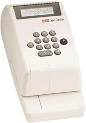 MAX - 4-3/8" Wide x 3-3/4" High x 9-1/8" Deep, Electronic Check Writer - Plastic, White - Exact Tool & Supply