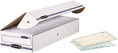 BANKERS BOX - 1 Compartment, 9-1/4" Wide x 4-1/8" High x 25" Deep, Storage Box - Corrugated Cardboard, White/Blue - Exact Tool & Supply