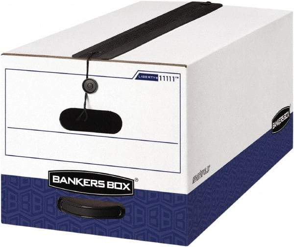 BANKERS BOX - 1 Compartment, 12-1/4" Wide x 10-3/4" High x 24-1/8" Deep, Storage Box - Corrugated Cardboard, White/Blue - Exact Tool & Supply