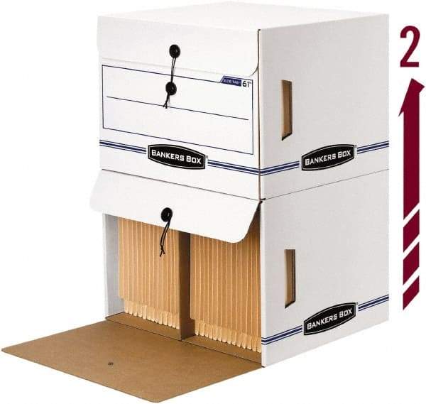BANKERS BOX - 1 Compartment, 37-1/2" Wide x 37-3/4" High x 5-1/4" Deep, Storage Box - Corrugated Cardboard, White/Blue - Exact Tool & Supply