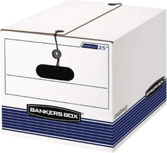 BANKERS BOX - 1 Compartment, 12-1/4" Wide x 11" High x 24-1/8" Deep, Storage Box - Corrugated Cardboard, White/Blue - Exact Tool & Supply