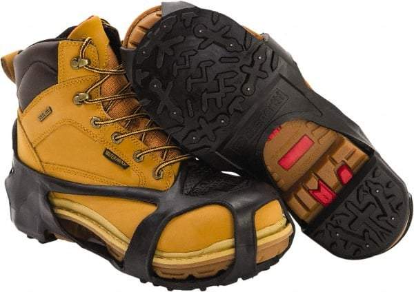 Duenorth - Size 7.5-10, (Women's Size 6.5-9) Strap-On Cleat - Tungsten Carbide Spike Traction, Black - Exact Tool & Supply