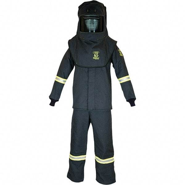 Oberon - Size L, 4 HRC, 12.5 oz Arc Flash Clothing Kit - 76 cal per Sq cm, Hood Protection, Bib Overalls - Exact Tool & Supply