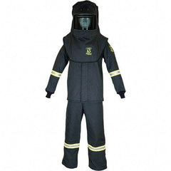 Oberon - Size L, 4 HRC, 12.5 oz Arc Flash Clothing Kit - 76 cal per Sq cm, Hood Protection, Bib Overalls - Exact Tool & Supply