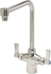 Zurn - Bent Riser, Two Handle, Chrome Plated Single Hole Mount, Laboratory Faucet - Lever Handle - Exact Tool & Supply