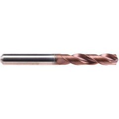 Emuge - 11.8mm 140° Spiral Flute Solid Carbide Screw Machine Drill Bit - AlCrN Finish, Right Hand Cut, 55mm Flute Length, 102mm OAL, Four Facet Point, Straight Shank, Through Coolant - Exact Tool & Supply