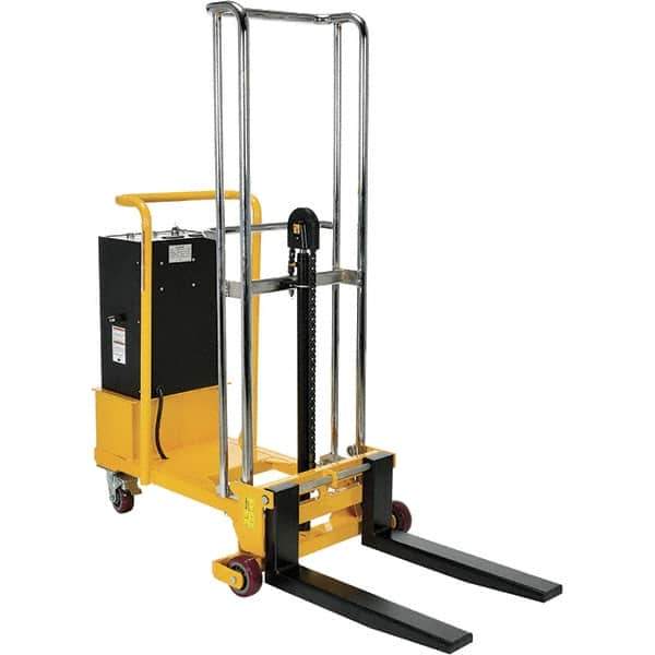 Vestil - 550 Lb Capacity, 57" Lift Height, Battery Operated Lift - 2" Lowered Height, 25-1/2" Fork Length, 31" Overall Width - Exact Tool & Supply