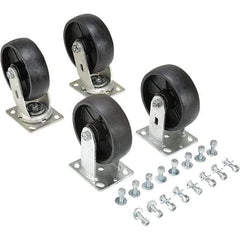 Vestil - 6" Diam x 2" Wide, Glass Filled Nylon (2) Rigid (2) Swivel Caster - 4,800 Lb Capacity, Top Plate Mount, 4" x 4-1/2" Plate - Exact Tool & Supply