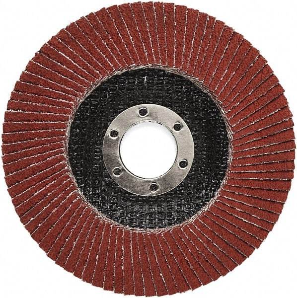 3M - 40 Grit, 7" Disc Diam, 7/8" Center Hole, Type 27 Ceramic Flap Disc - 8,500 Max RPM, Polyester Backing, Arbor Attaching System, Coated - Exact Tool & Supply