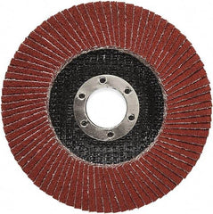 3M - 60 Grit, 7" Disc Diam, 7/8" Center Hole, Type 27 Ceramic Flap Disc - 8,500 Max RPM, Polyester Backing, Arbor Attaching System, Coated - Exact Tool & Supply