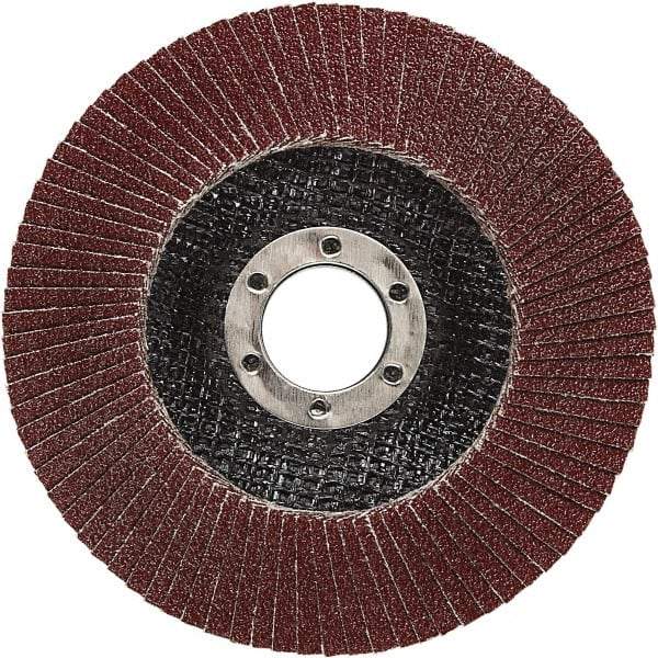 3M - 80 Grit, 5" Disc Diam, 7/8" Center Hole, Type 27 Ceramic Flap Disc - 12,100 Max RPM, Polyester Backing, Arbor Attaching System, Coated - Exact Tool & Supply