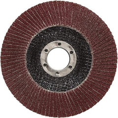 3M - 80 Grit, 5" Disc Diam, 7/8" Center Hole, Type 27 Ceramic Flap Disc - 12,100 Max RPM, Polyester Backing, Arbor Attaching System, Coated - Exact Tool & Supply