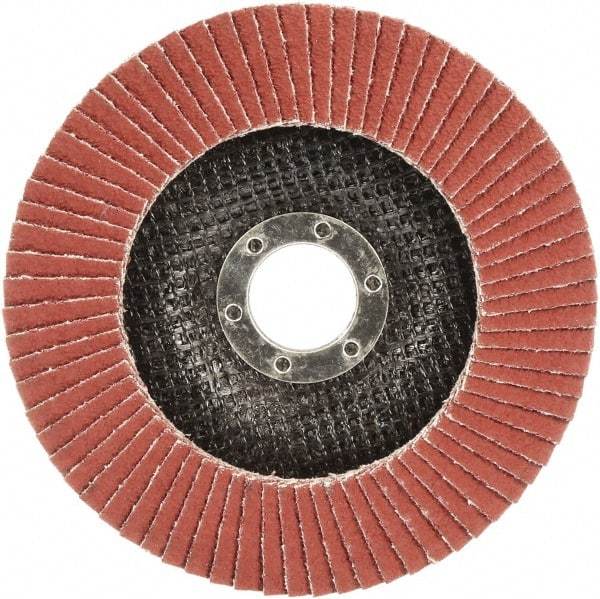 3M - 40 Grit, 7" Disc Diam, 7/8" Center Hole, Type 29 Ceramic Flap Disc - 8,500 Max RPM, Polyester Backing, Arbor Attaching System, Coated - Exact Tool & Supply